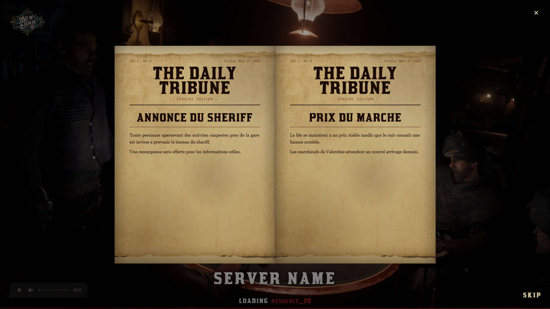 Loadingscreen —Newspaper (VORP/RSGCore)