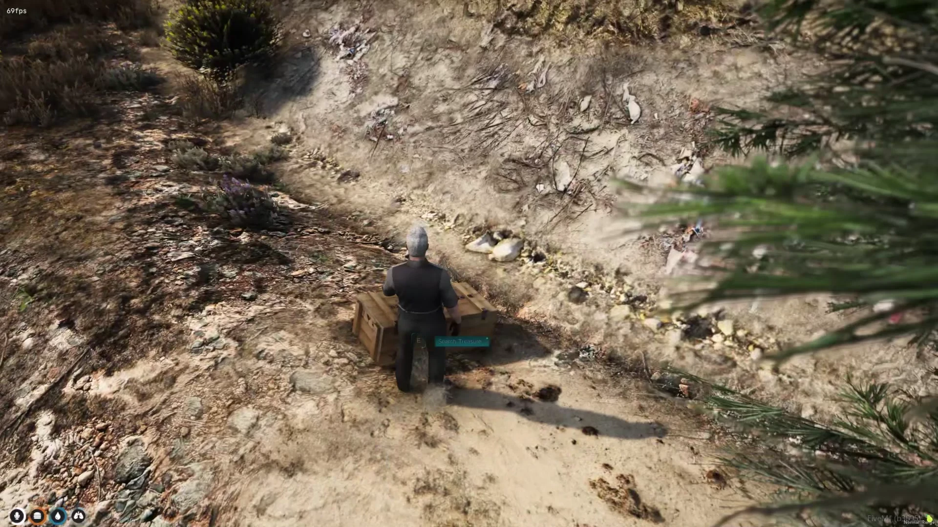 Player searching a treasure chest in FiveM treasure hunt script