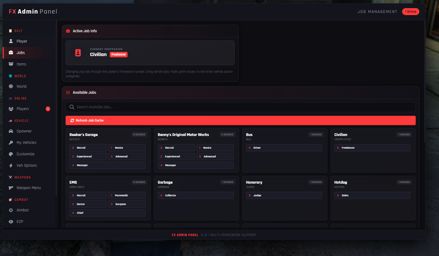 FX Admin Panel - Ultimate FiveM Admin Menu (ESX/QB/QBox)