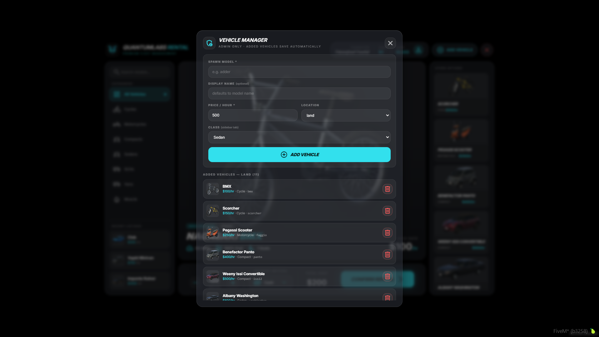 Quantumlabs Rental — Premium Vehicle Rental System | QB / QBX / ESX | 10 Languages