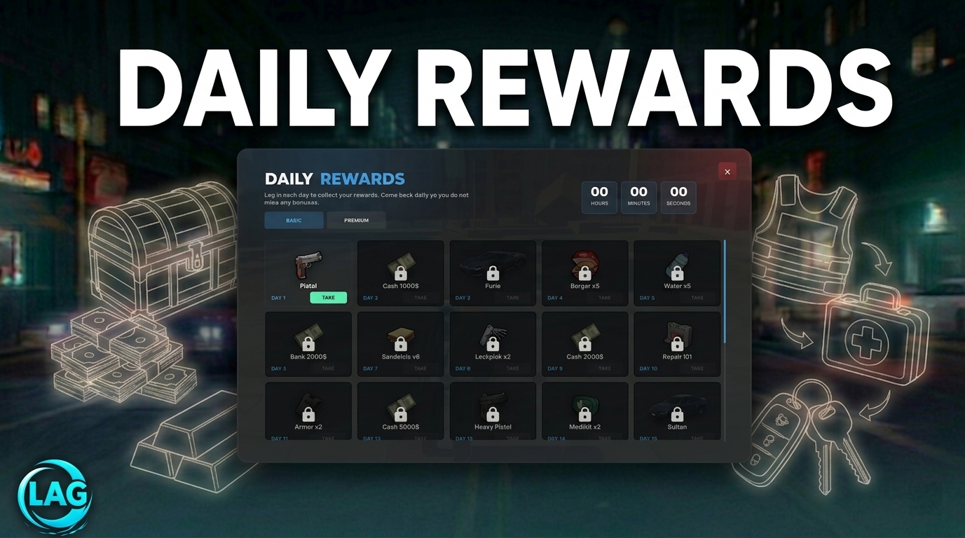 0Lag Daily Rewards | [ESX,QB,QBOX]