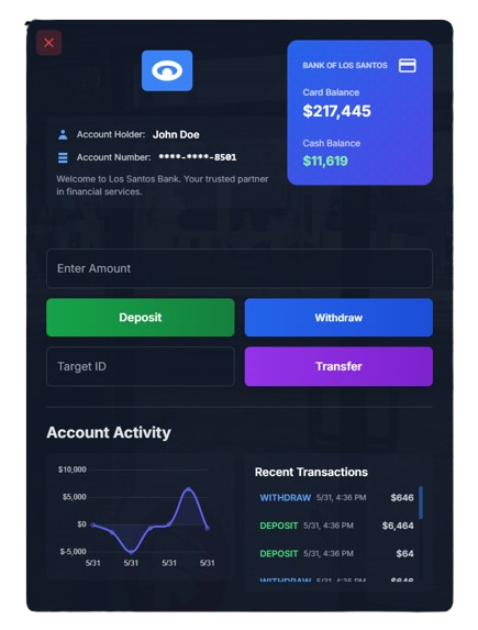 [Banking]ESX QBCORE QBOX OPEN-SOURCE