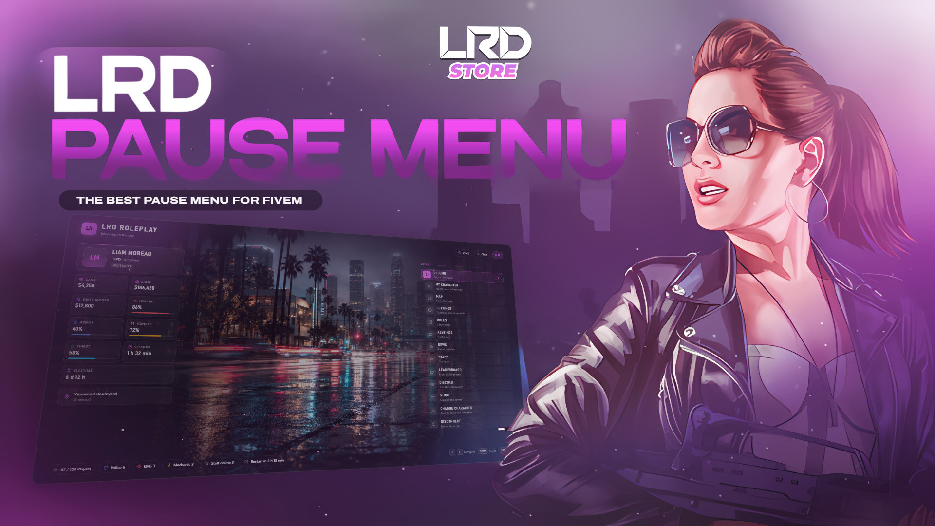 LRD PAUSE MENU V2 — Advanced Pause Menu & Player Dashboard