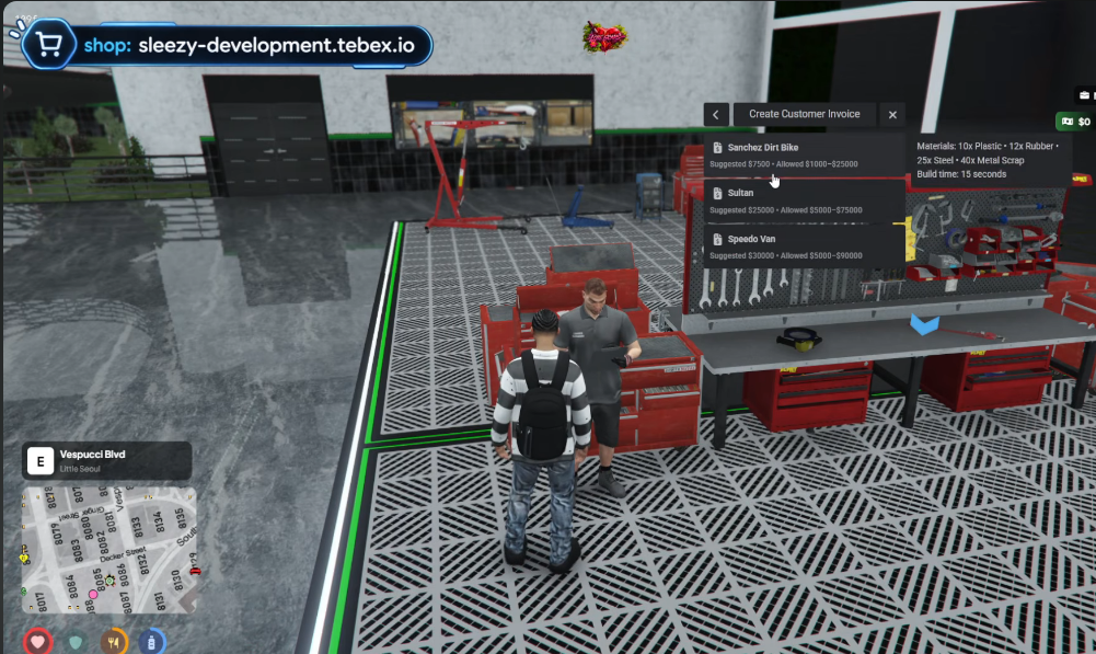 Sleezy Development • Advanced Vehicle Crafting System (QBCore & QBOX)