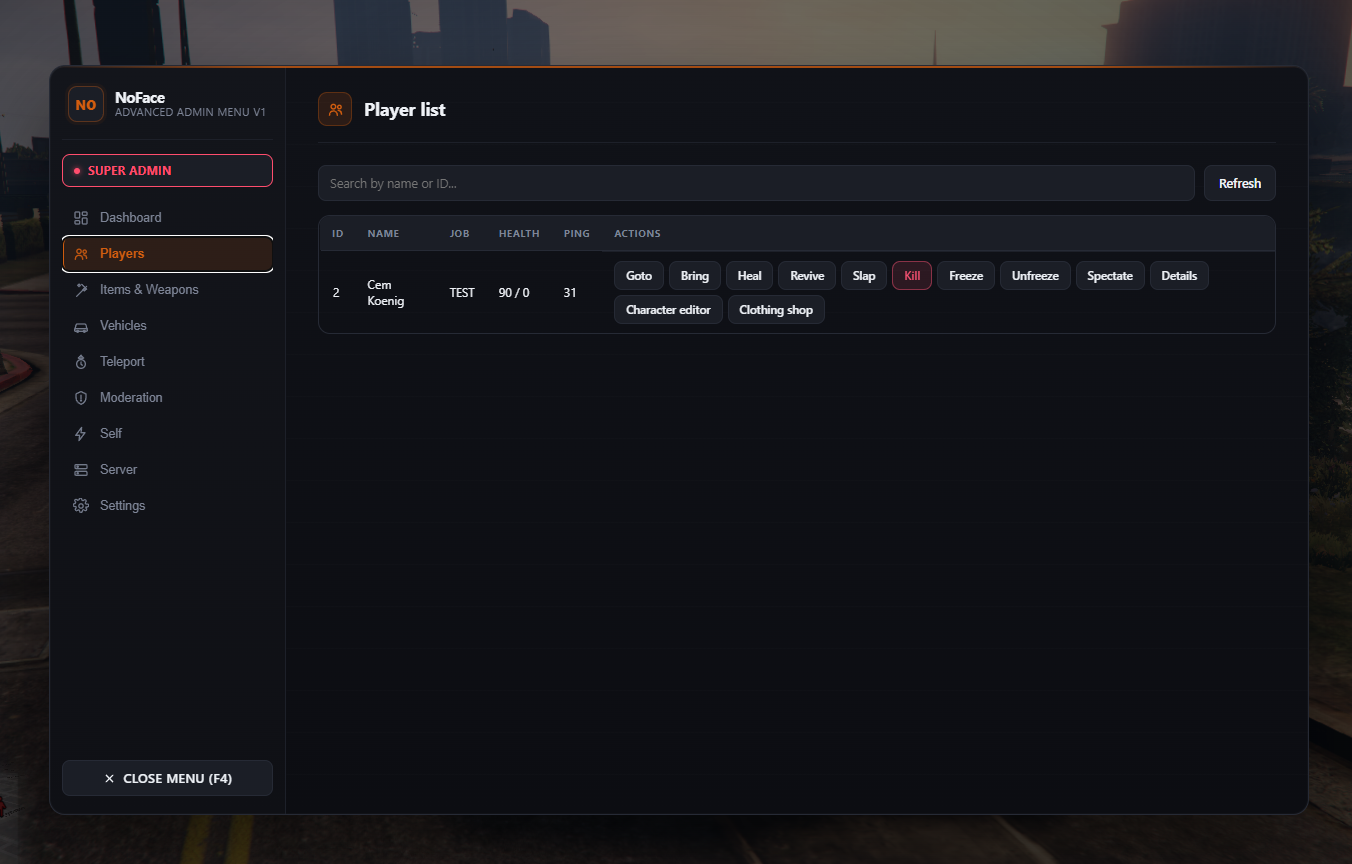 [ESX/QbCore/Standalone] NoFace Adminmenu V2.0.1