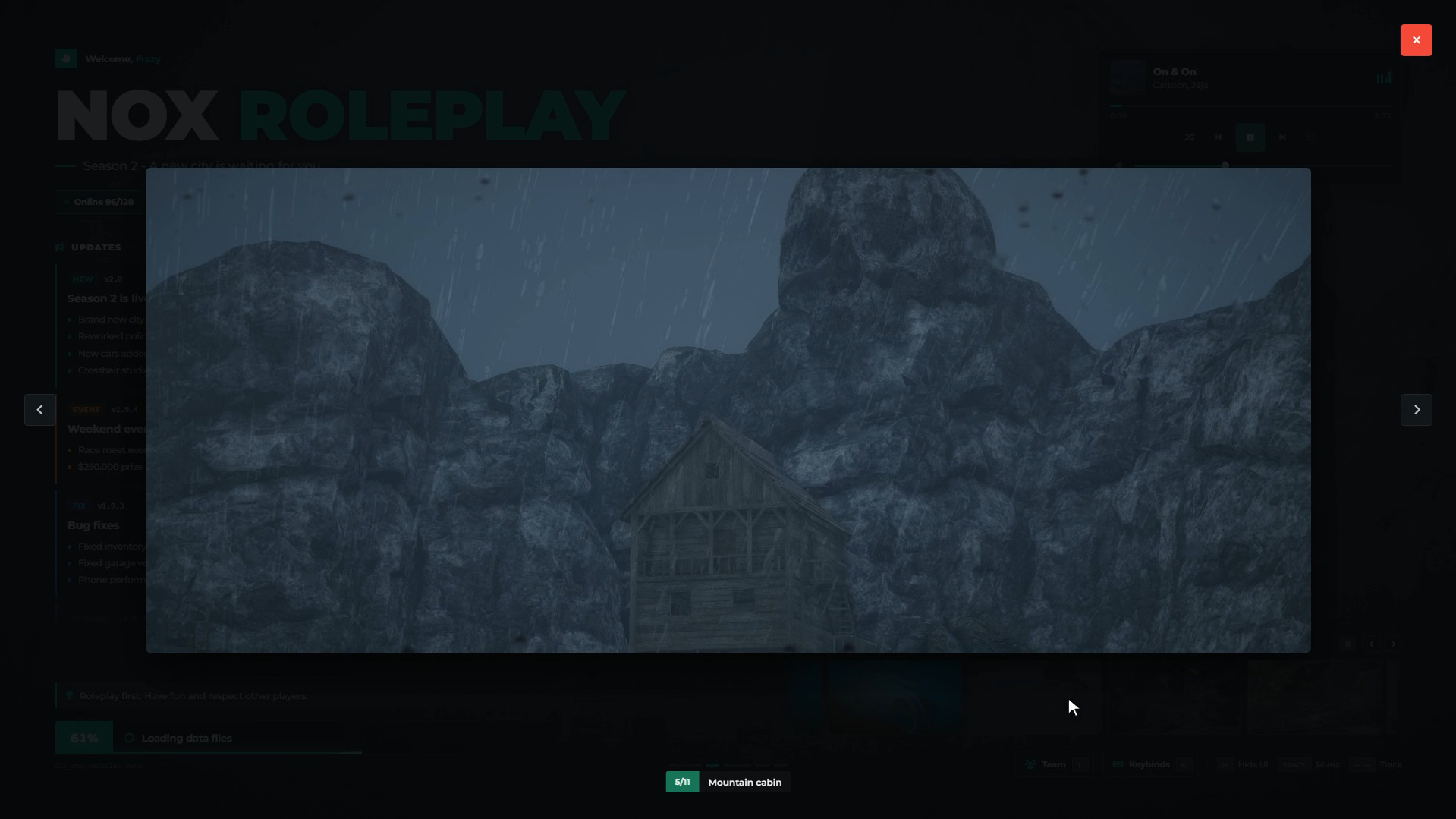 NOX Loading Screen | Music Player, Updates & Keybinds