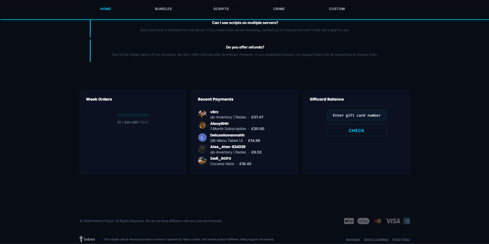 Premium Tebex CSS Theme