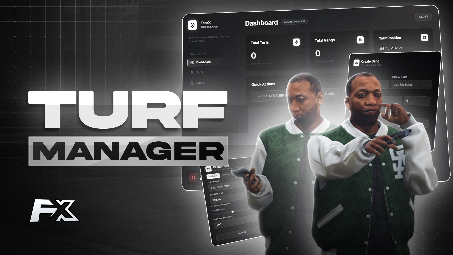 FearX Turfs & Gang Creator V2 [QBCore]