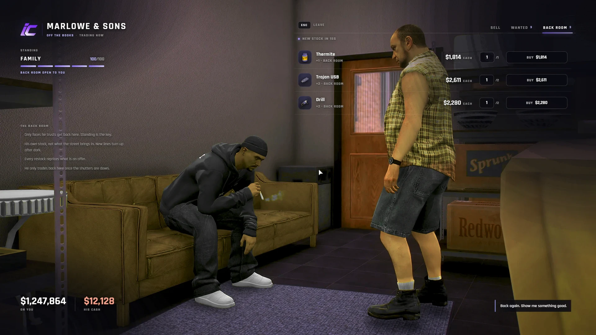 FiveM pawnshop black market back room with hidden stock and restock countdown