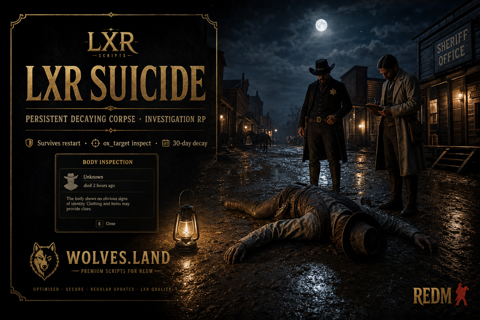 LXR Suicide — RedM Permadeath & Persistent Corpse System