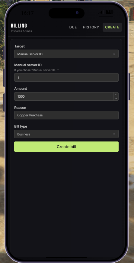 Billing System for LB Phone