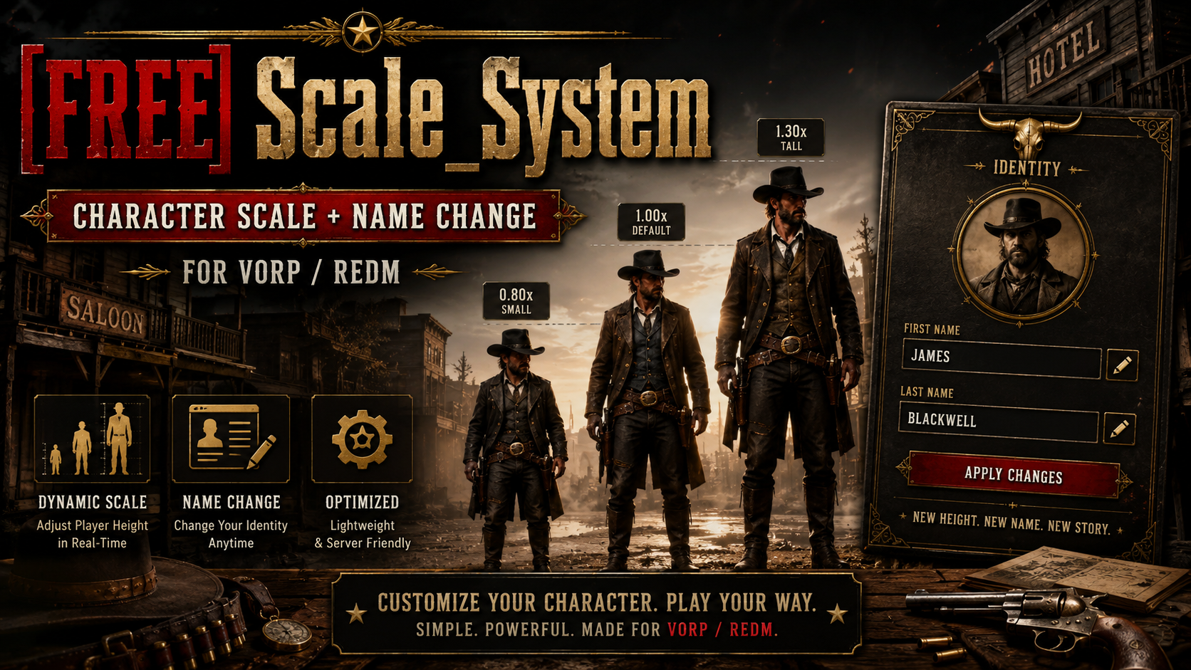 [FREE] Scale_System | Sistema de Escala e Alteração de Nome para VORP / RedM