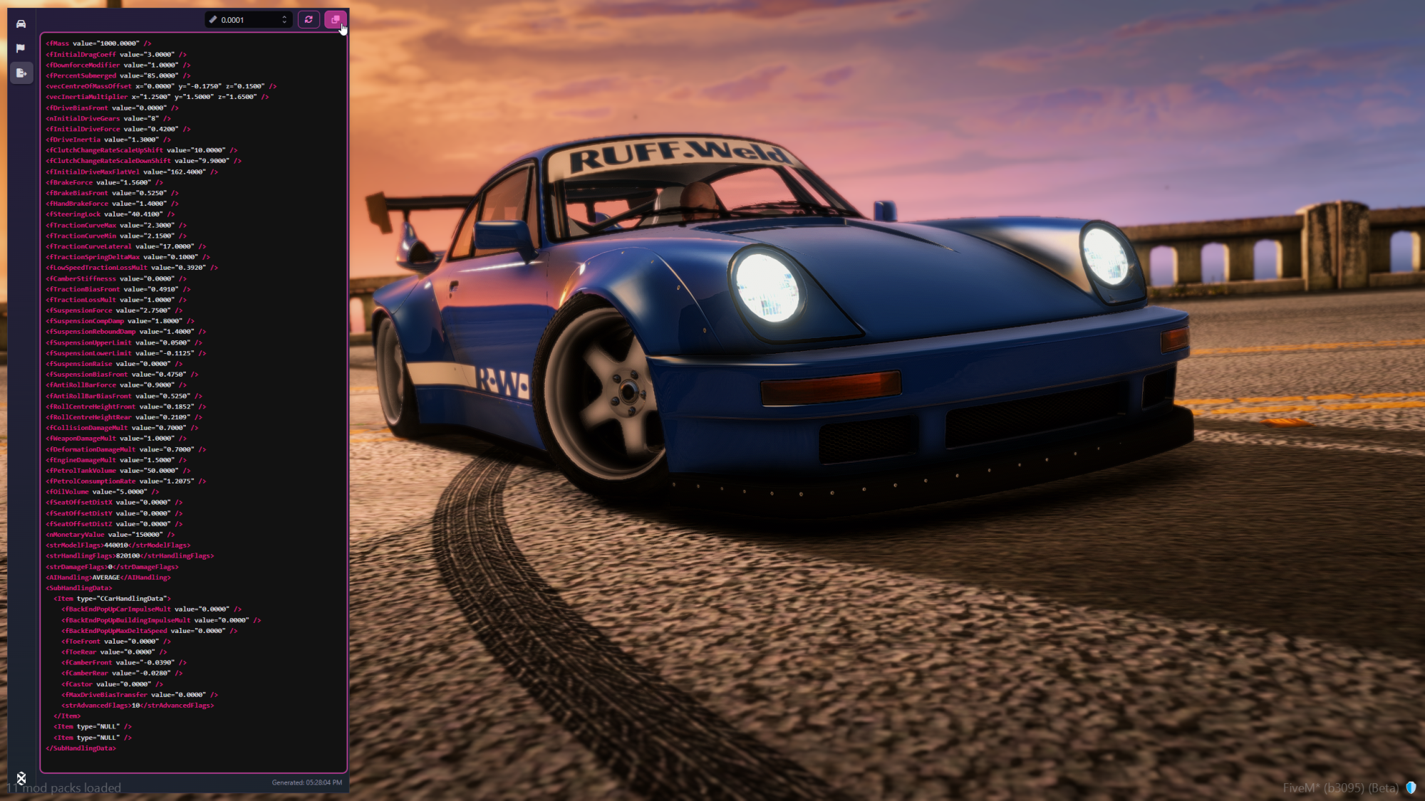 Handling Editor Tuning Menu