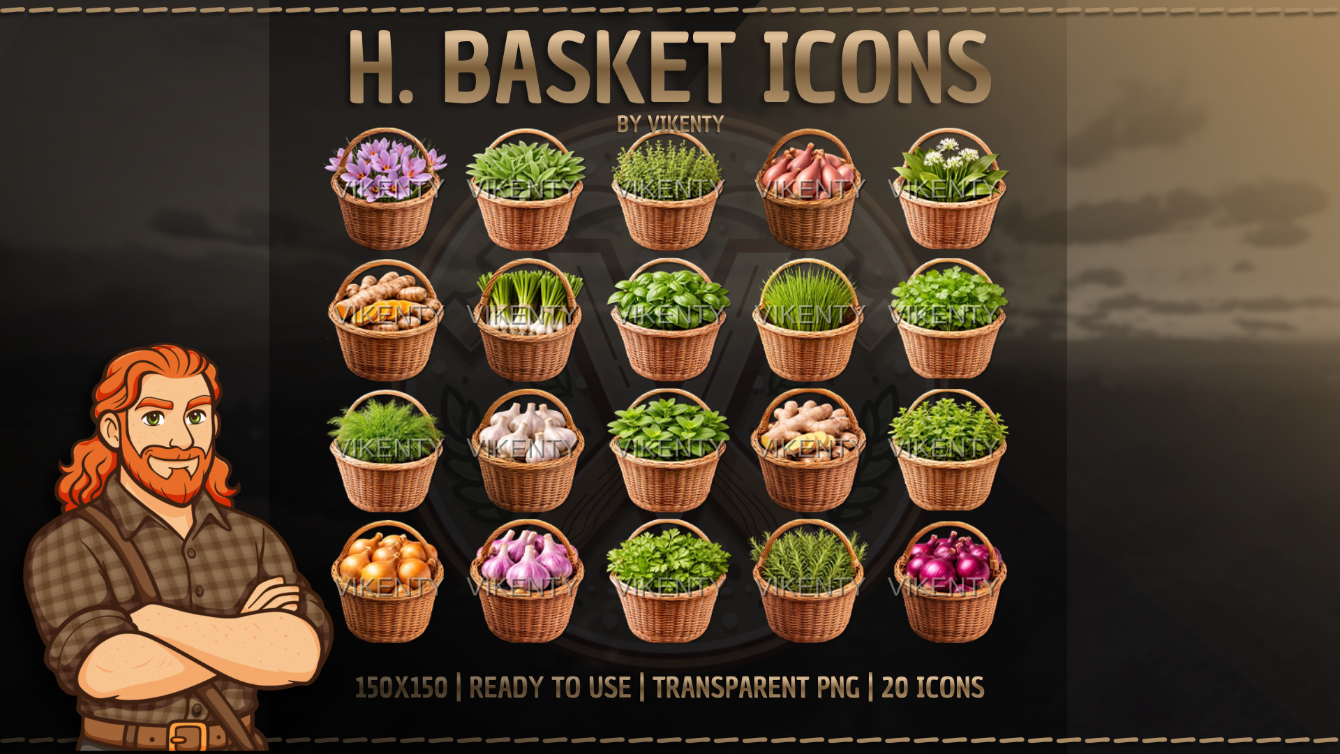 Herb Basket Icons x20 | 01