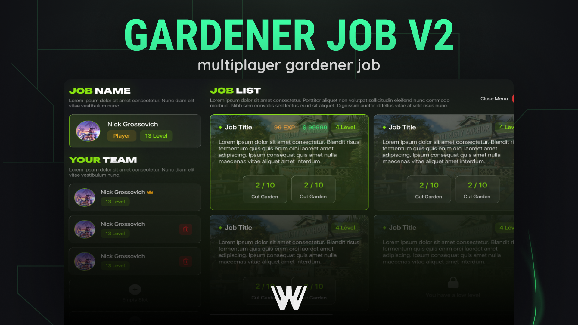 [Multiplayer Gardener Job V2]ESX QBCORE QBOX {POPULAR OPEN}