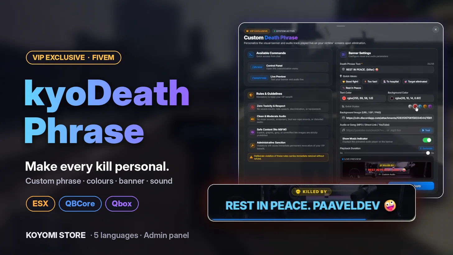 kyoDeathPhrase | Death Phrase [QBox / QBCore / ESX]