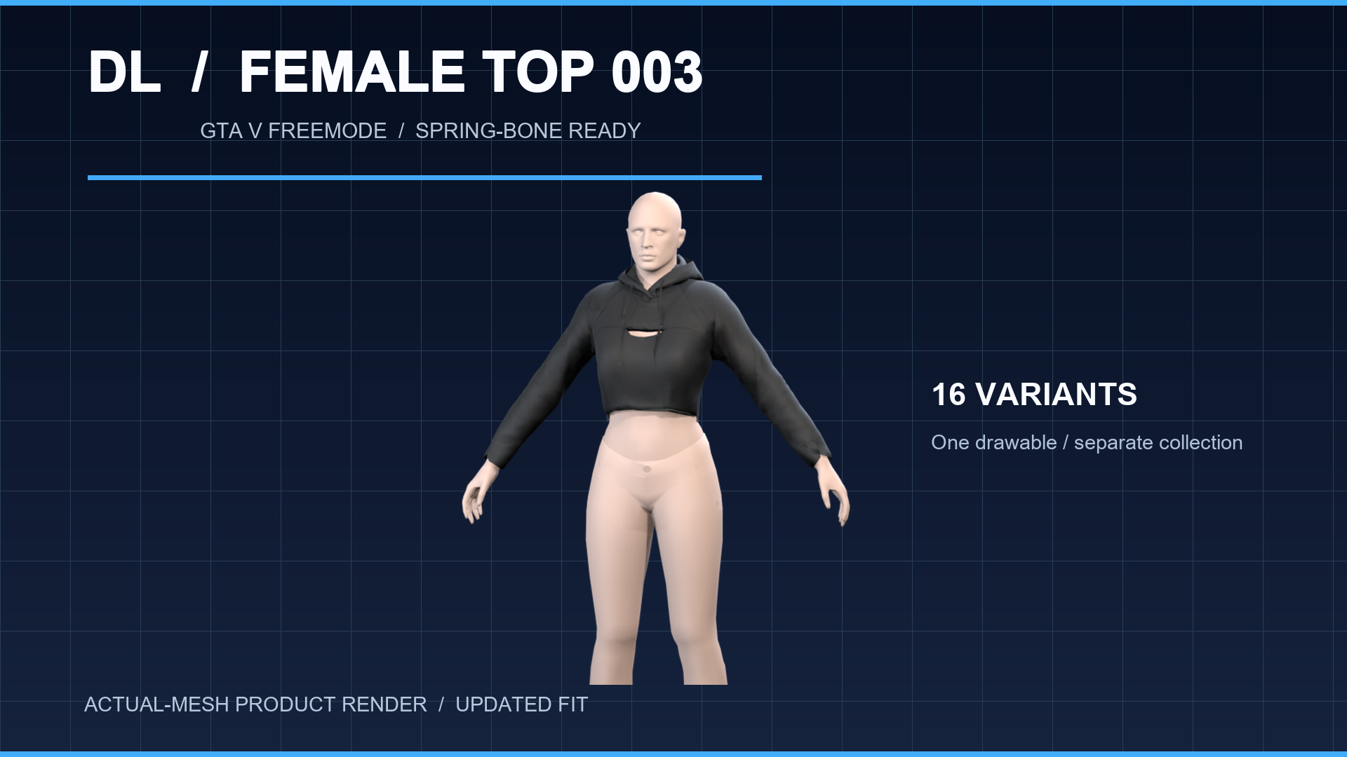 Animated Female top 003 | 16 Color Variants & Breast Physics