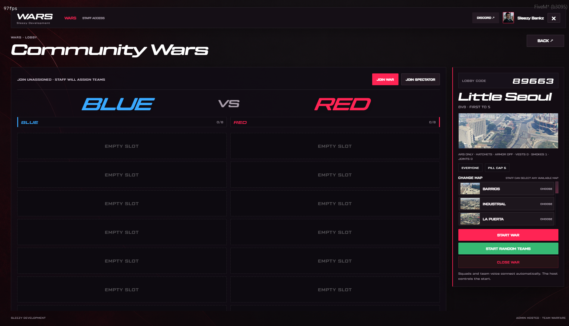 Sleezy Development • Advanced Wars System (ESX, QBCore, QBOX & Standalone)