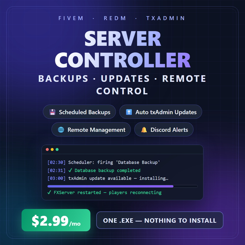 Server Controller — RedM script key art