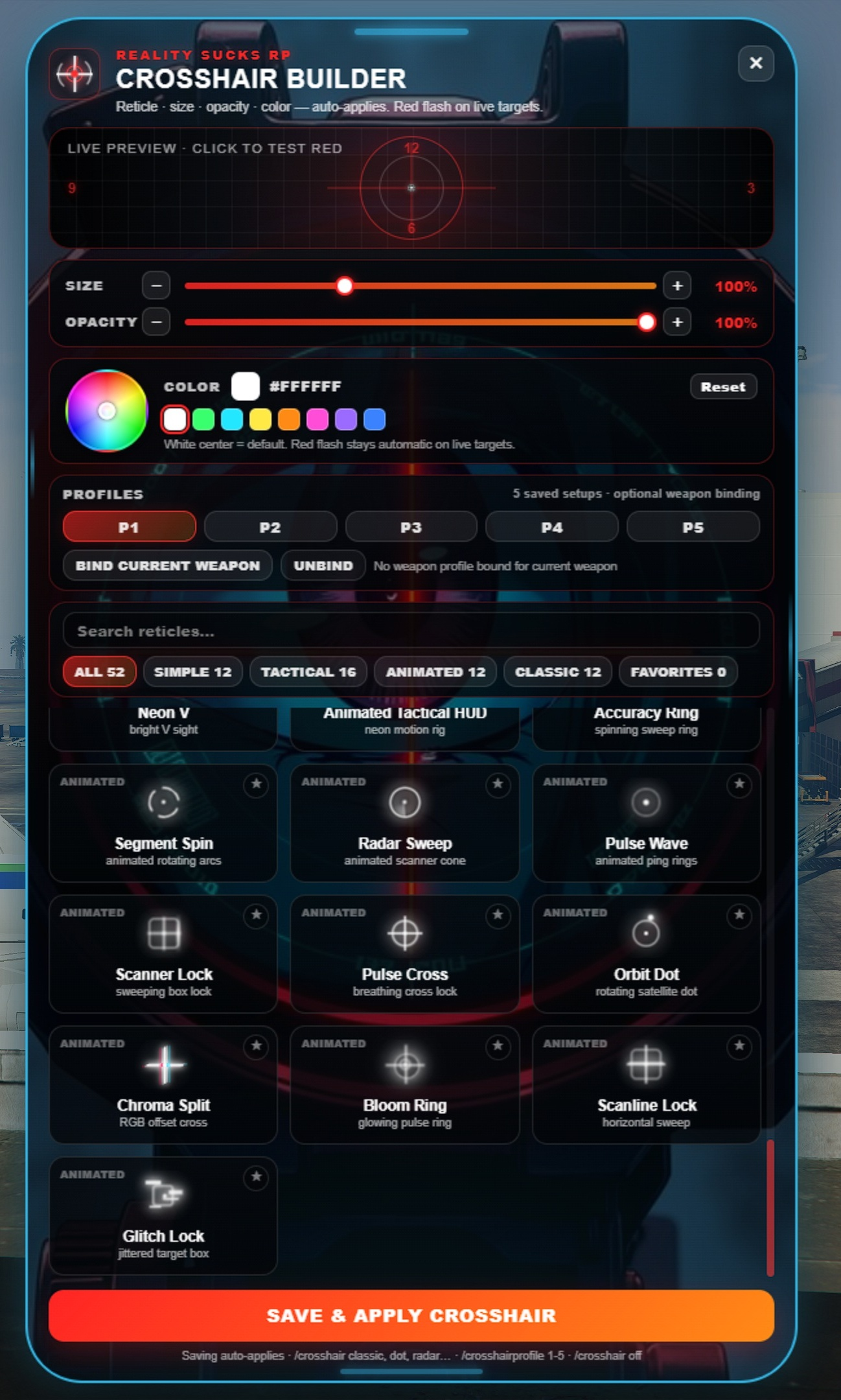 50+ Crosshair Weapon Target Icon | Red Live-Target Detection | Weapon Binding