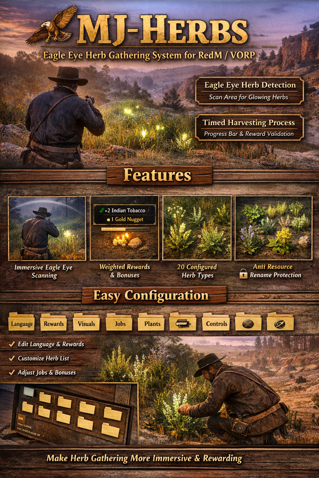 NEW MJ-Herbs | Eagle Eye Herb Gathering System for RedM