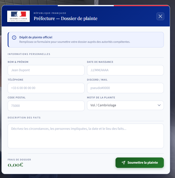 Dépôt de Plainte