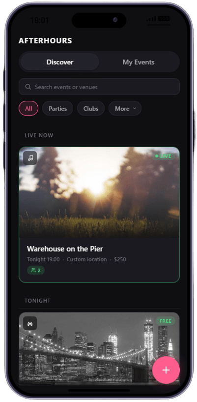 AfterHours — Phone Events App
