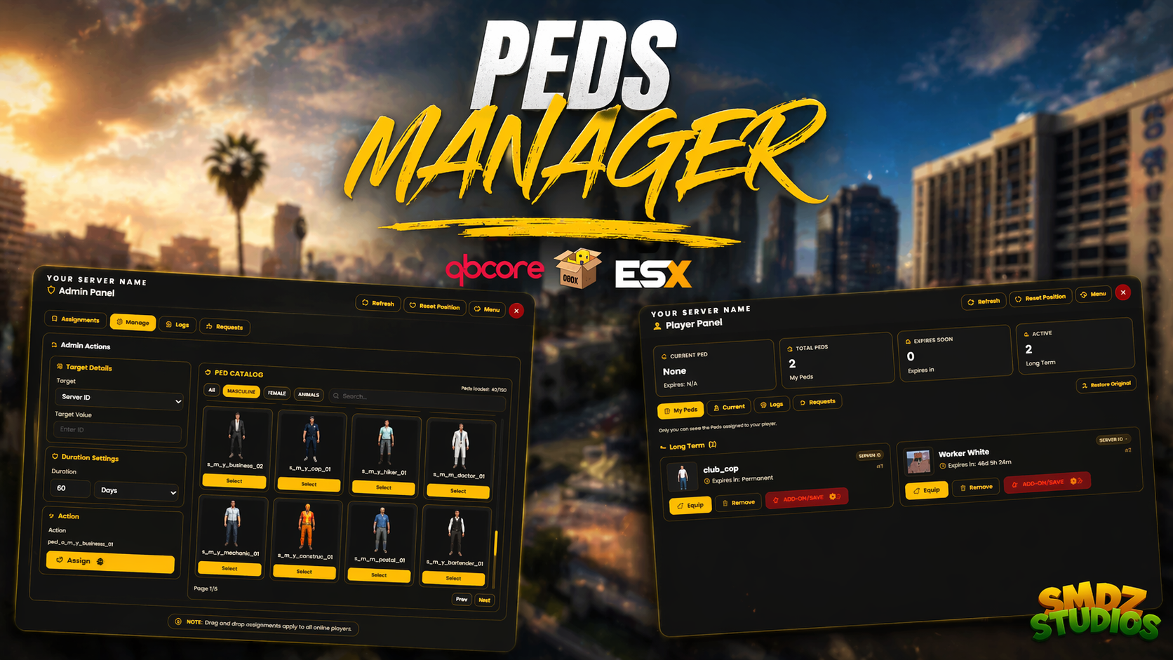 [ESX/QB/QBX] Peds Manager