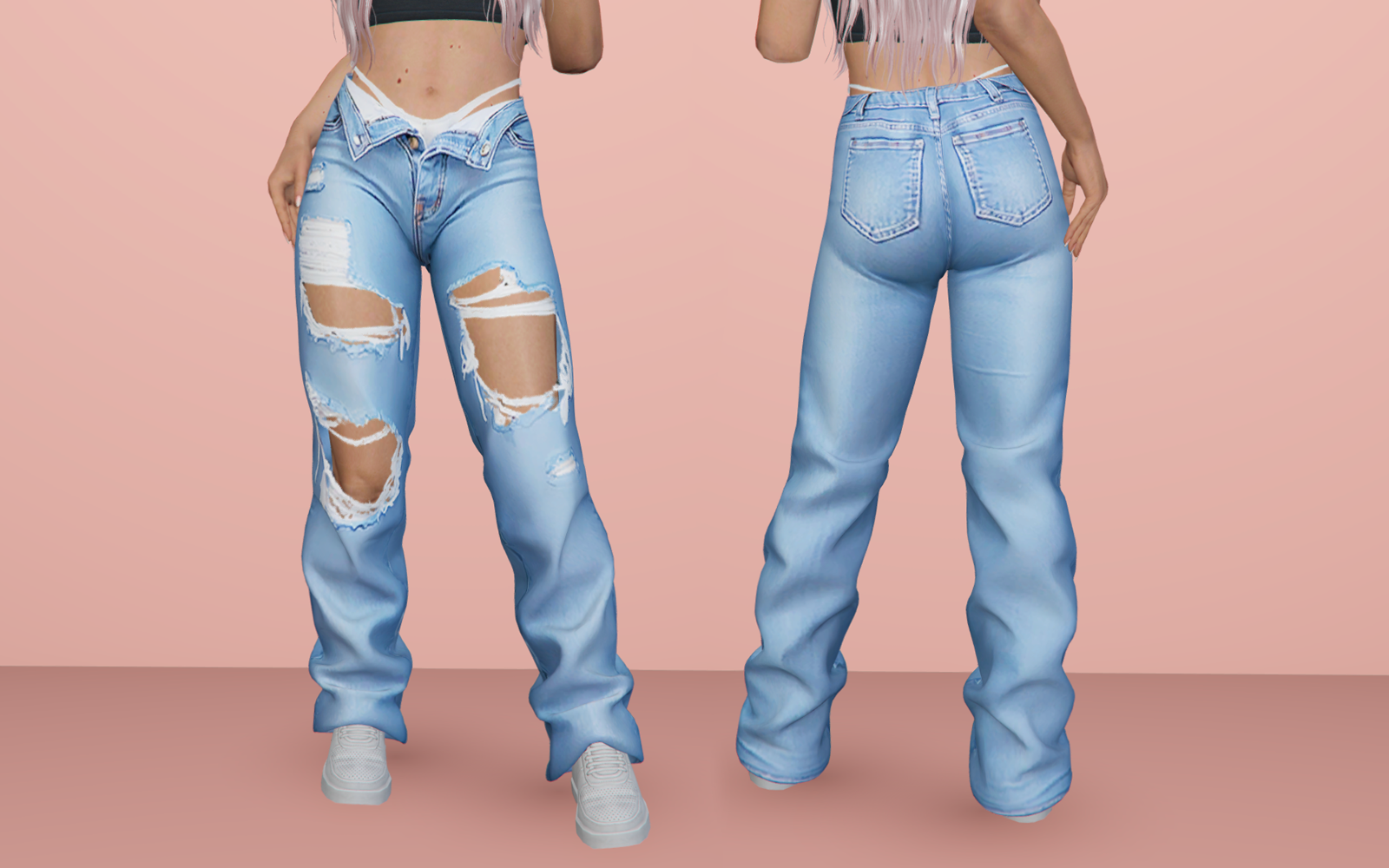 #017 Ripped Baggy Jeans