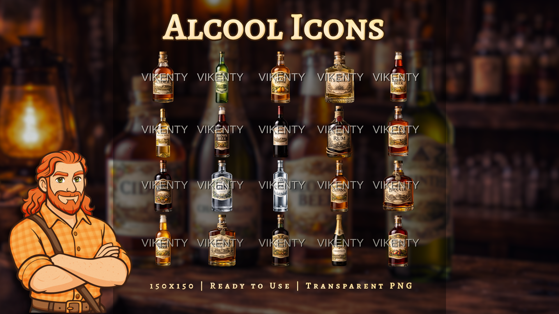 Alcool Bottle Icons x20 | 01
