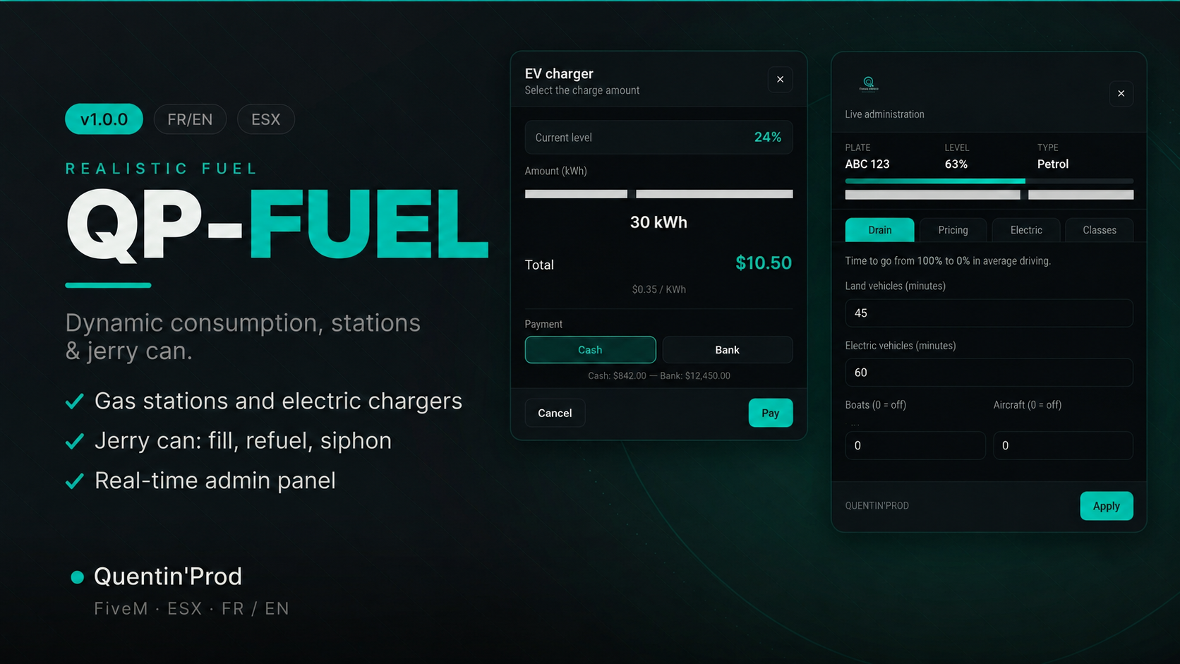 QP-Fuel — Système de carburant réaliste | Realistic Fuel System