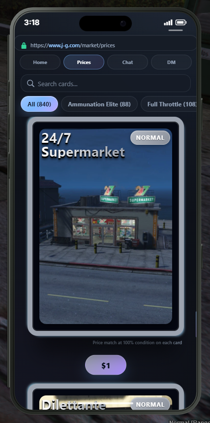 Jim-G Trading Card - SD phone app