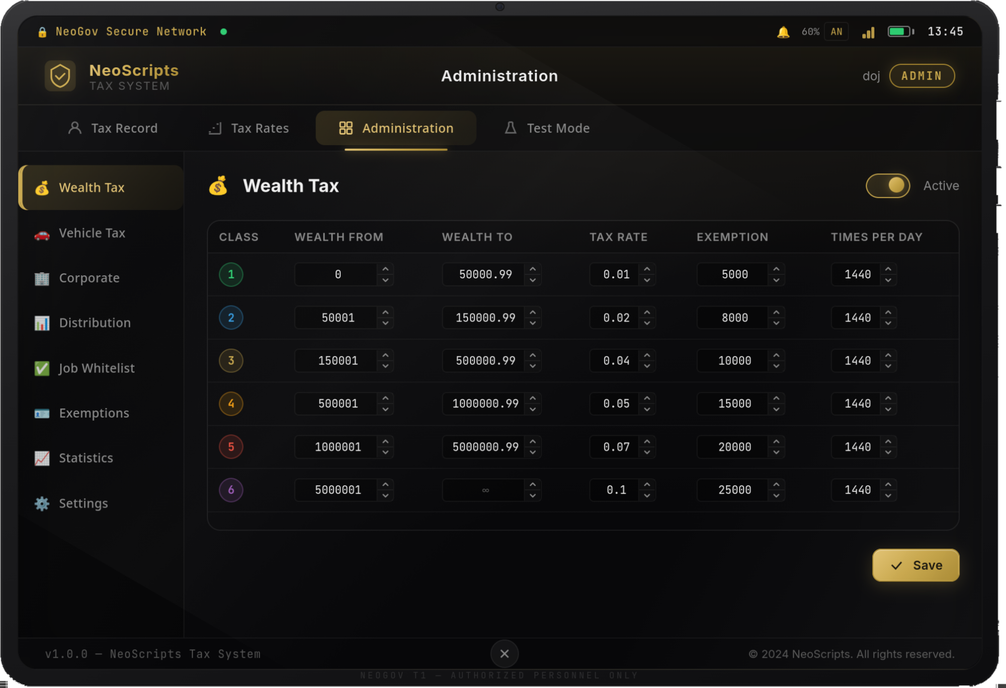 NeoScripts Tax System