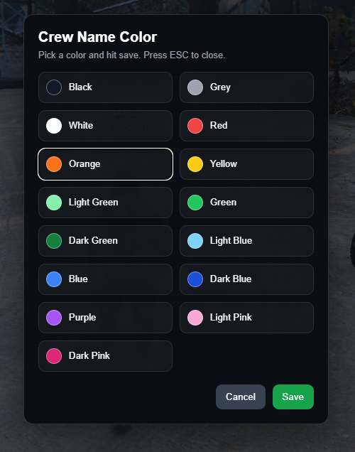 CREW NAME COLOR