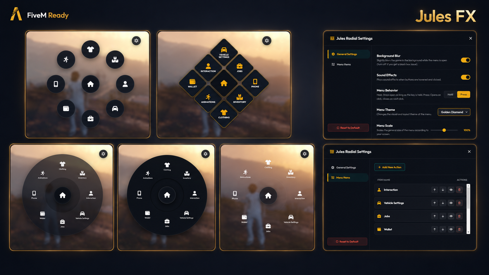 LYS - Jules FX Radial Menu — 5 Themes & Player Customization - Monthly License