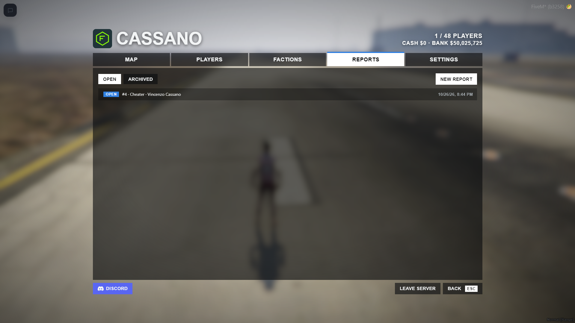 Pause menu