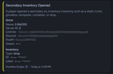OX Inventory Logs [Standalone]