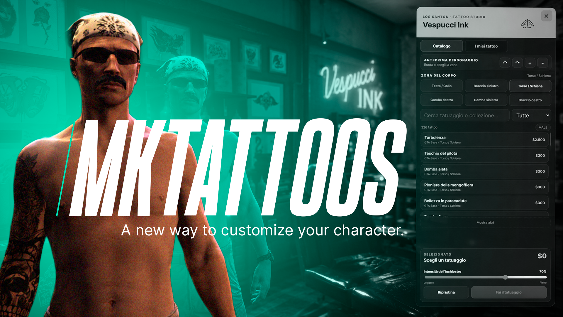 [Standalone / ESX] MK Tattoos | Advanced Tattoo Studio | Modern UI | Live Preview | Escrow