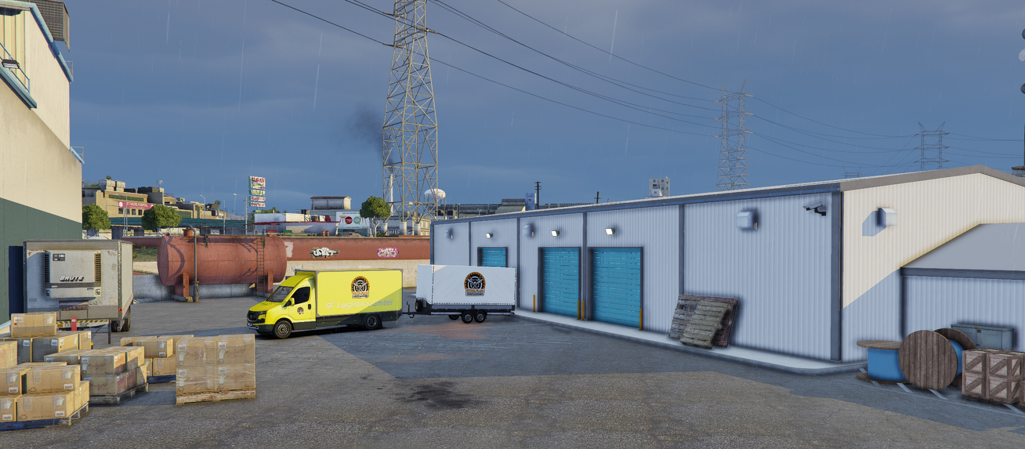 [PACK] Small Warehouse Popular Street + Transporter + Planenanhänger