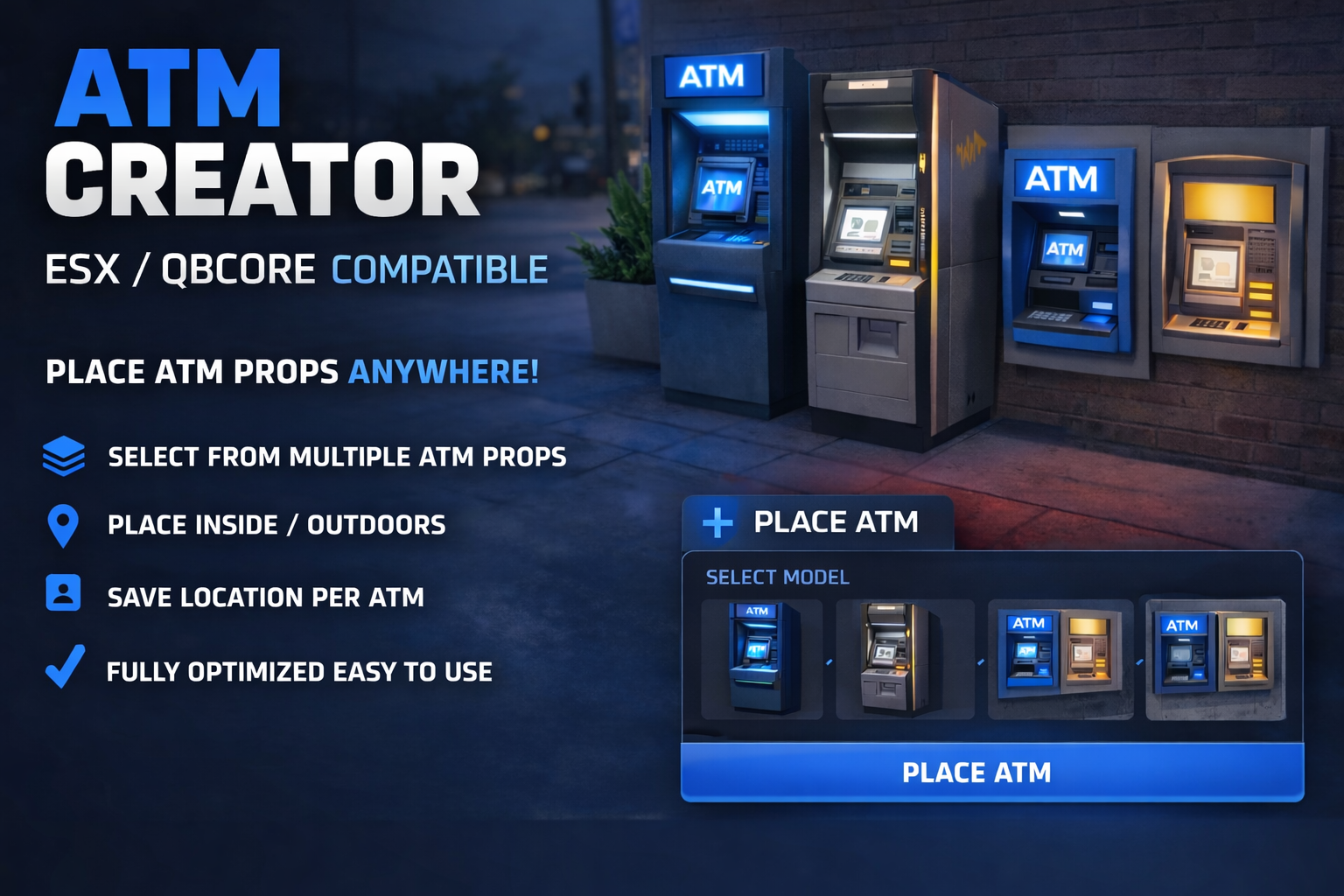 ATM Creator (ESX) & (QBCORE)