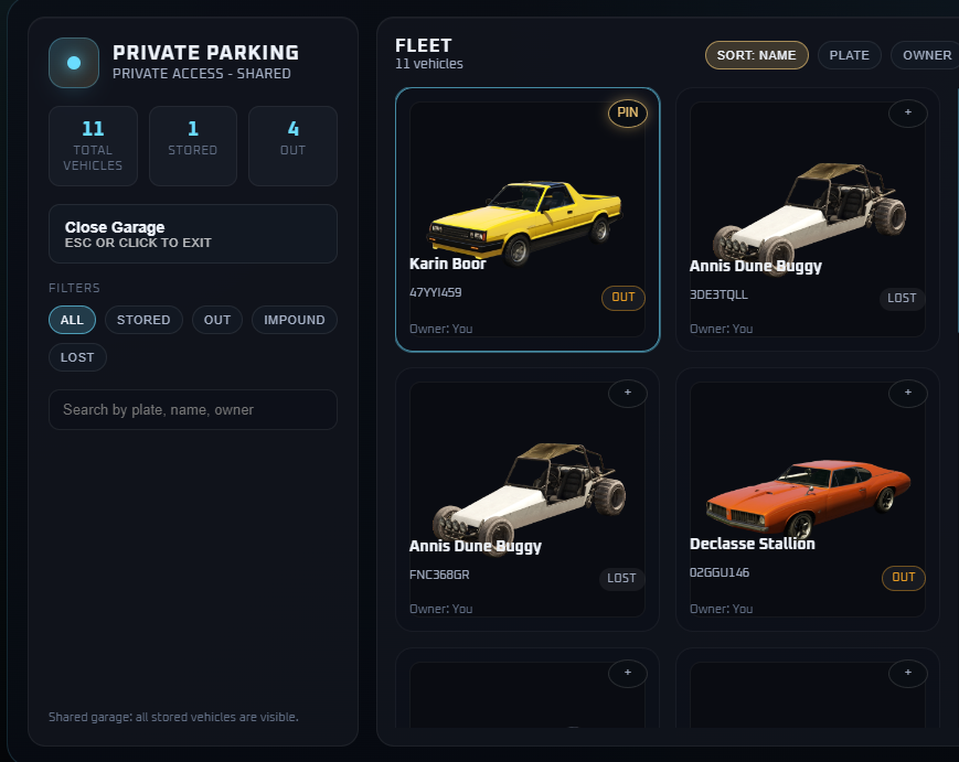 [QBCore|ESX] Advanced Garages [persistent vehicles]