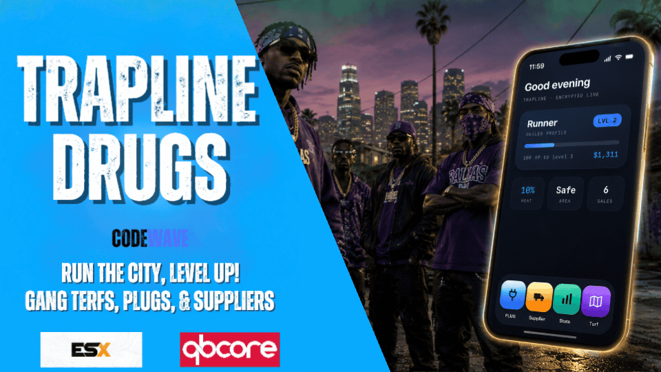 [ESX/QB] Codewave Trapline (New drug selling)