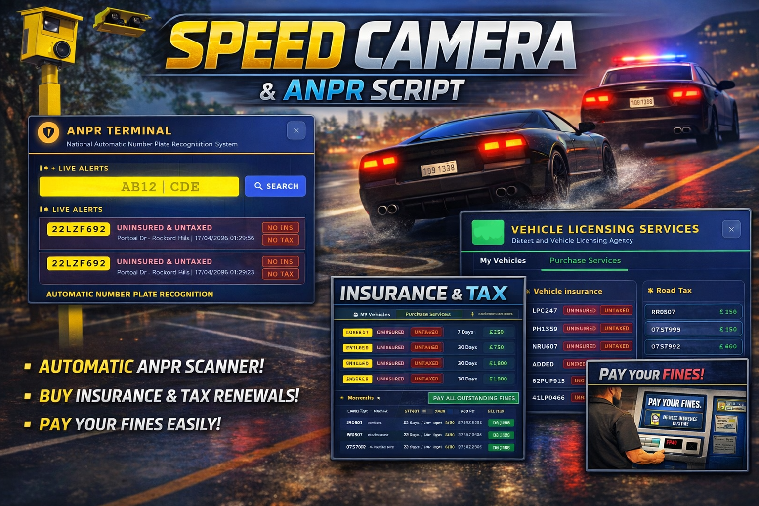 Speed Cameras - ANPR - Insurance & Tax (QB, QBOX)