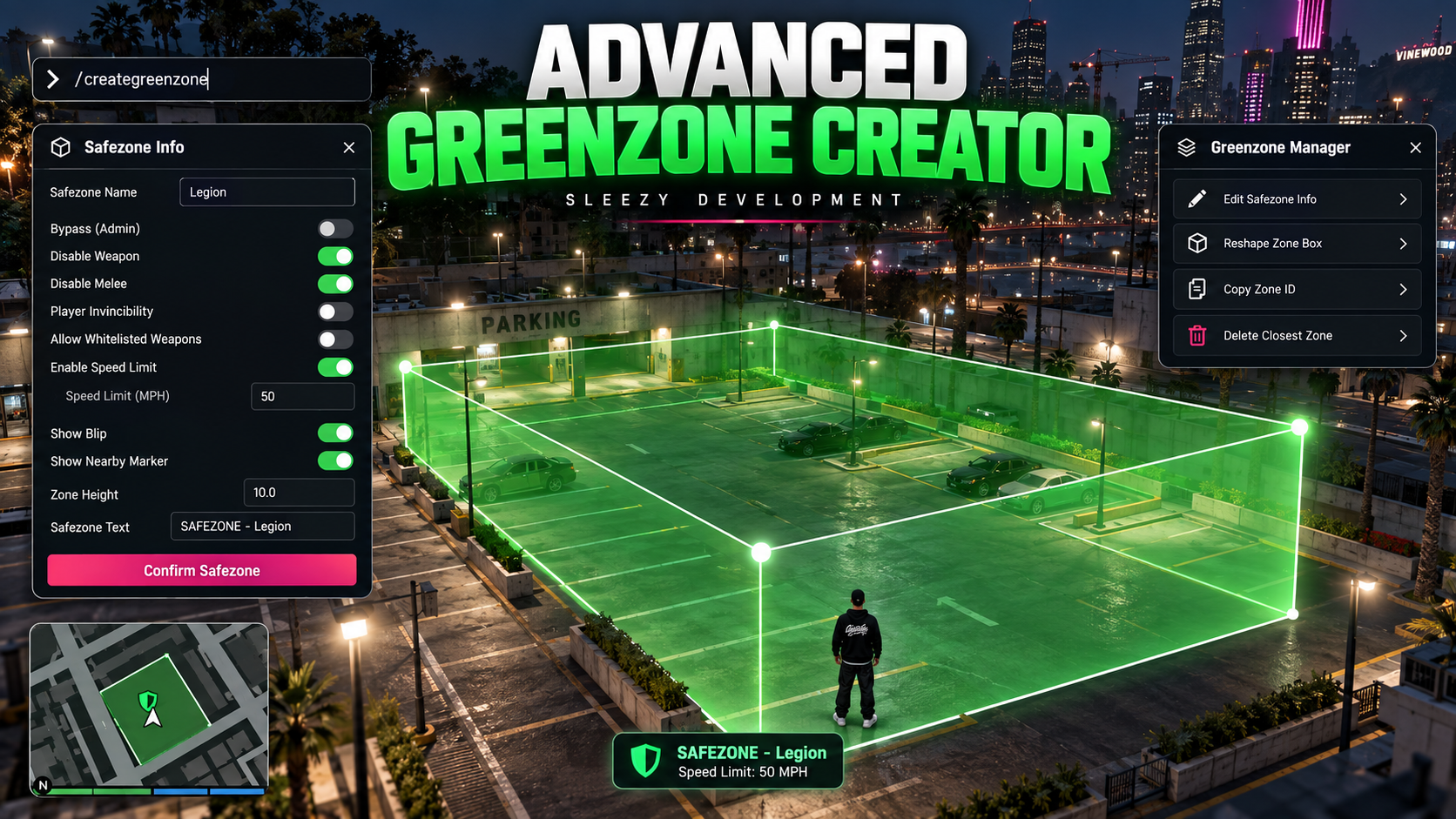 Sleezy Development • Advanced Greenzone Creator (ESX, QBCore, Qbox, & Standalone)
