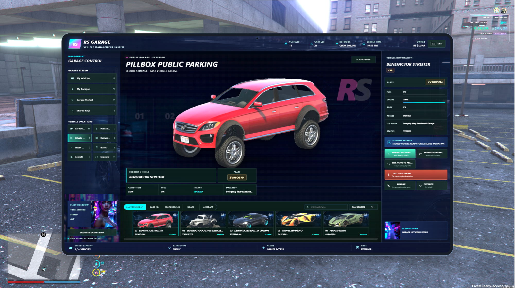 Garage, Property, Impound, Delivery and Vehicle Ownership System
