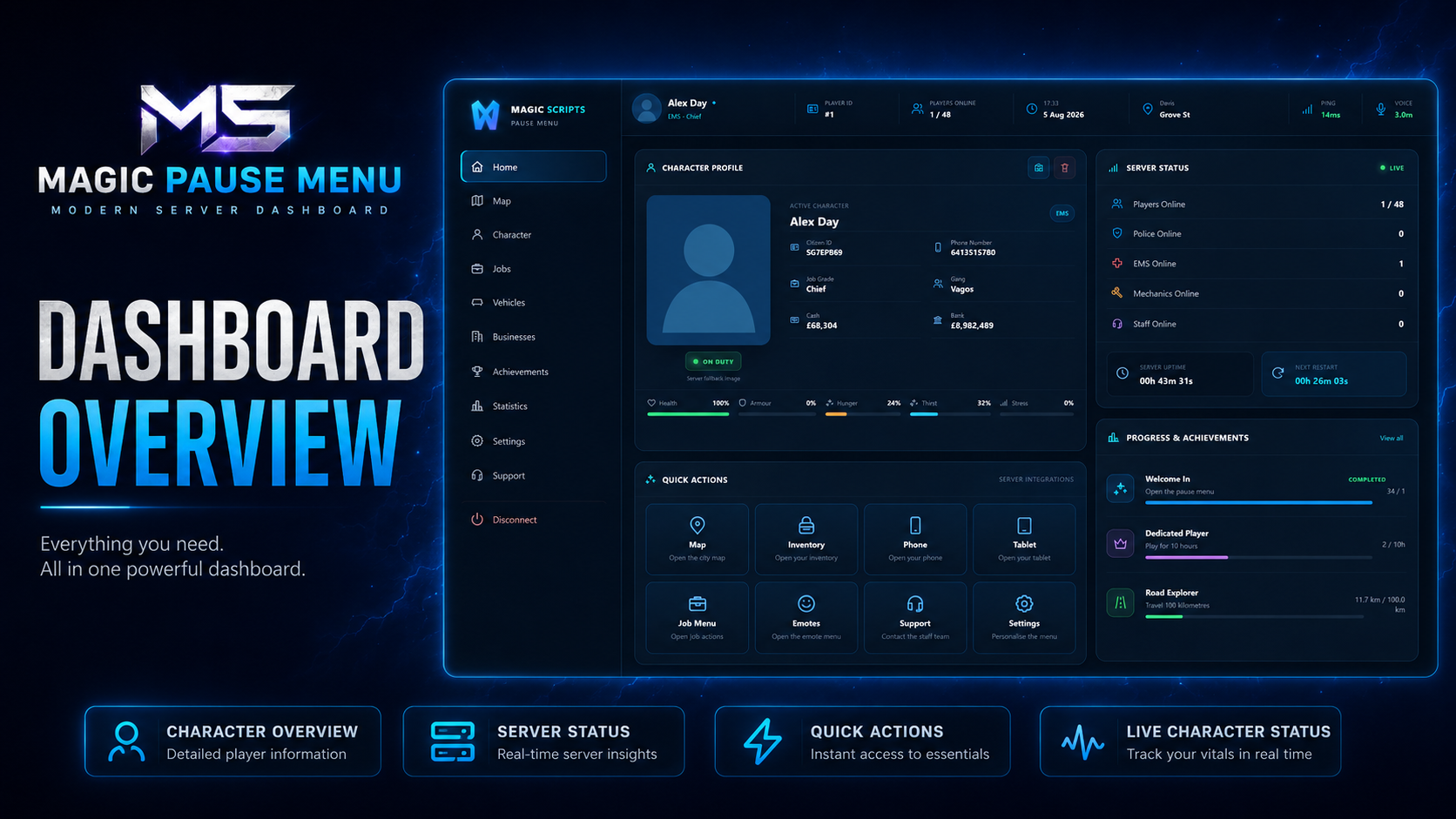 Magic Pause Menu – Advanced FiveM Player Dashboard