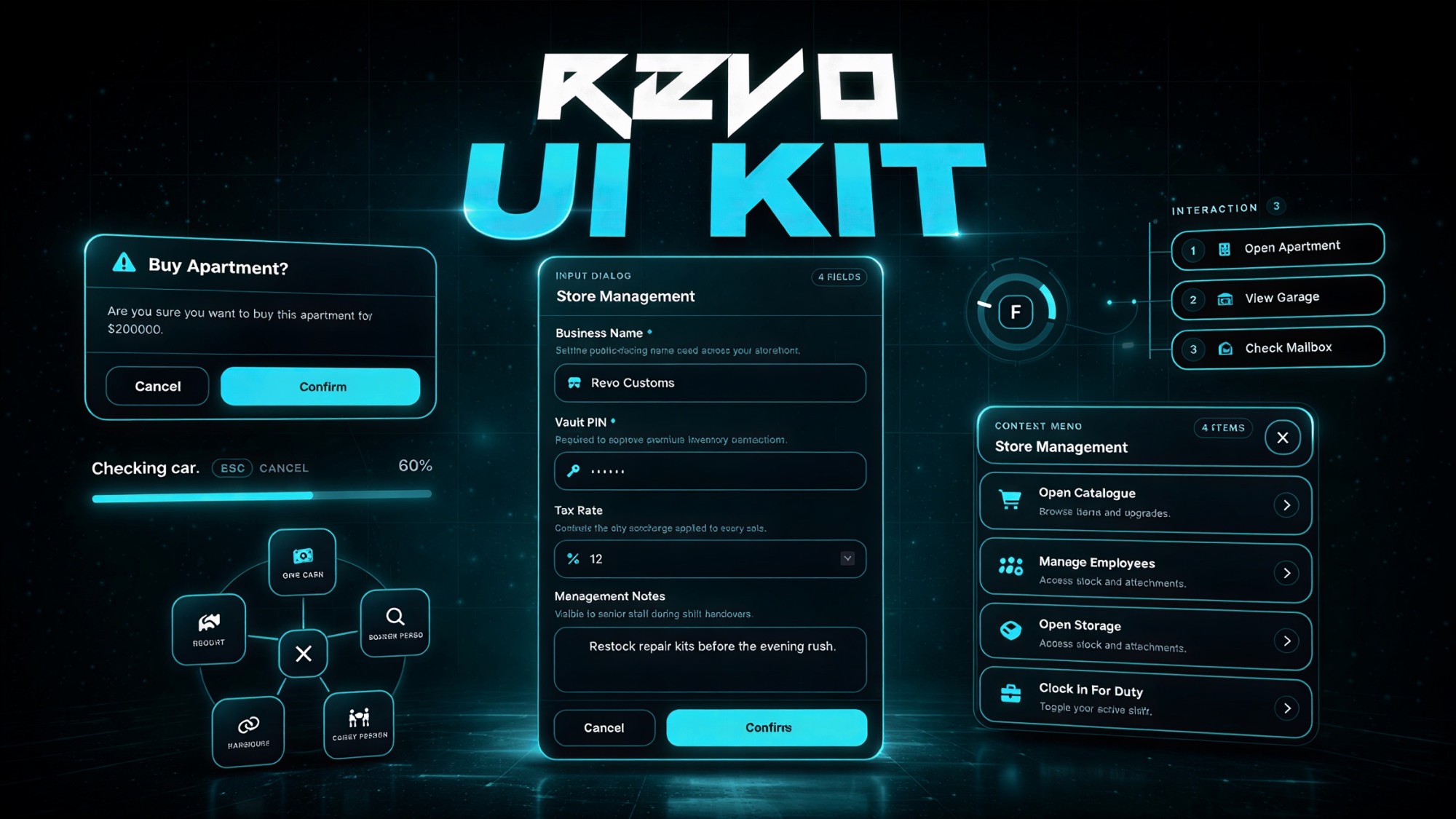 Revo UI Kit - Ox Lib + Ox Target Redesign - FiveM Script for ESX QBCore QBox Servers