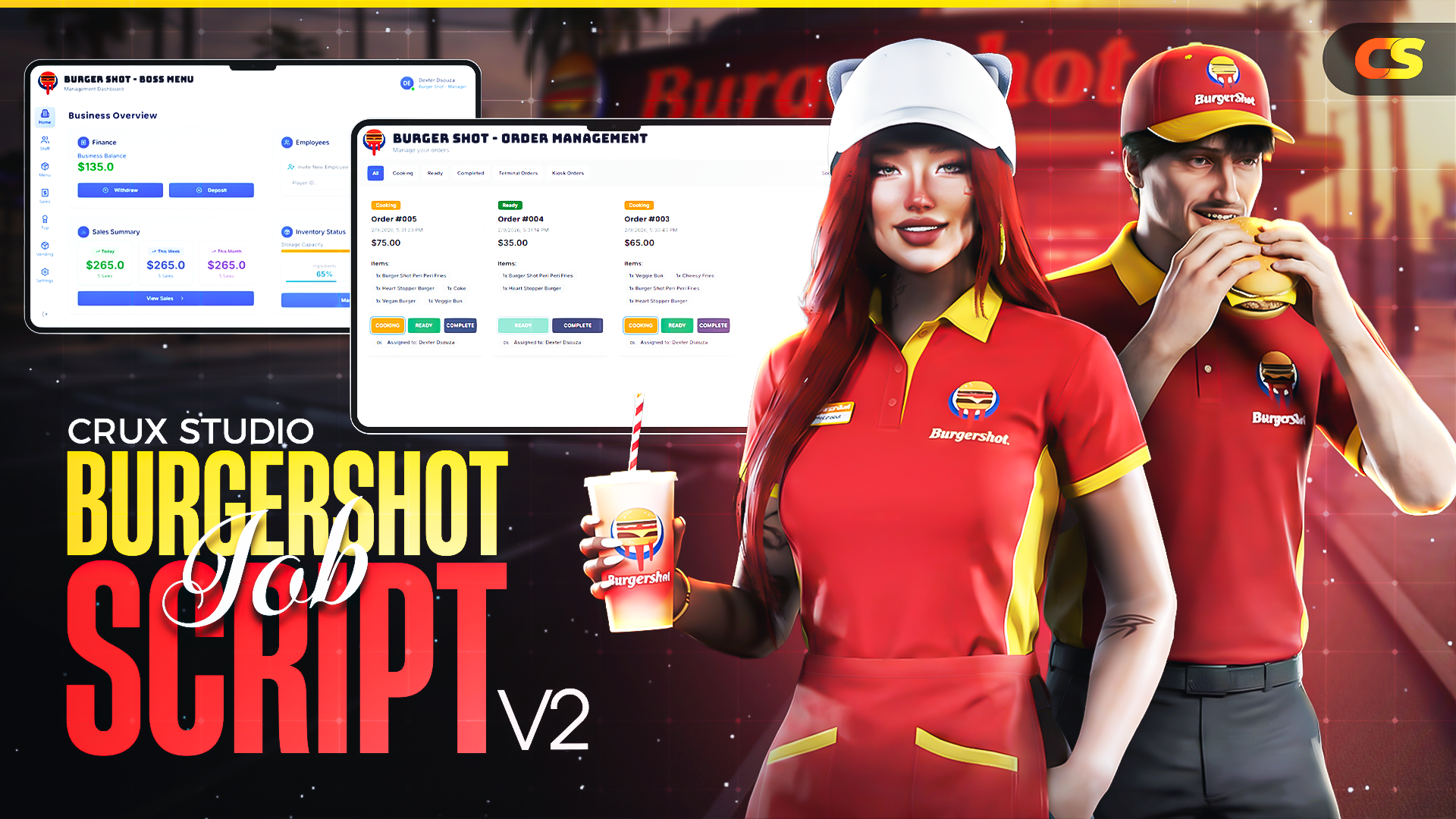 [BURGER SHOT JOB V2] QBCORE QBOX ESX { SCRIPT}