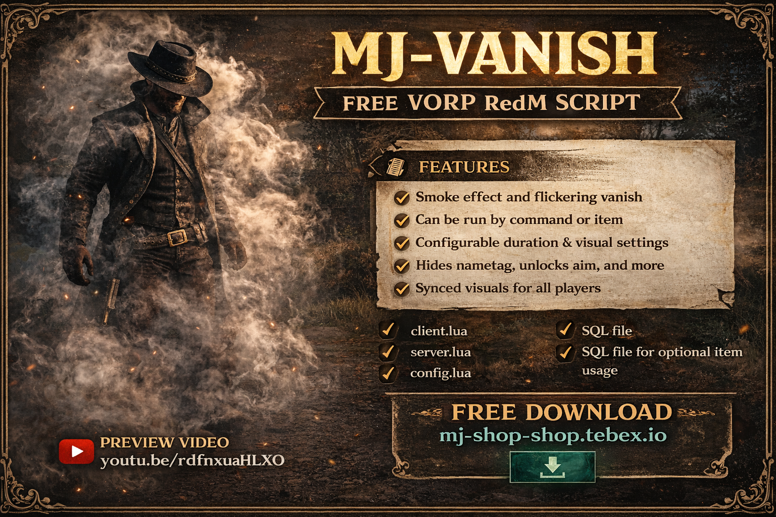 FREE MJ-Vanish | Free VORP RedM Script