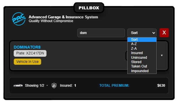 PAC ADVANCED GARAGE & INSURANCE SYSTEM